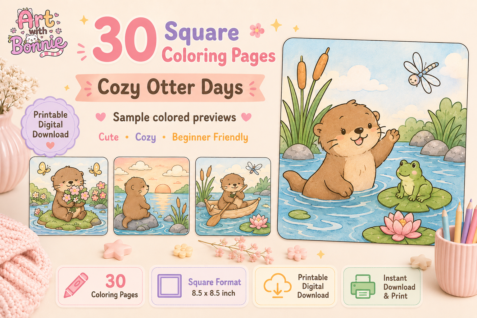 Cozy Otter Outdoor Life Coloring Pages