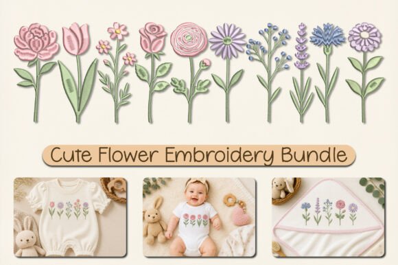 Cute Flower Embroidery Bundle