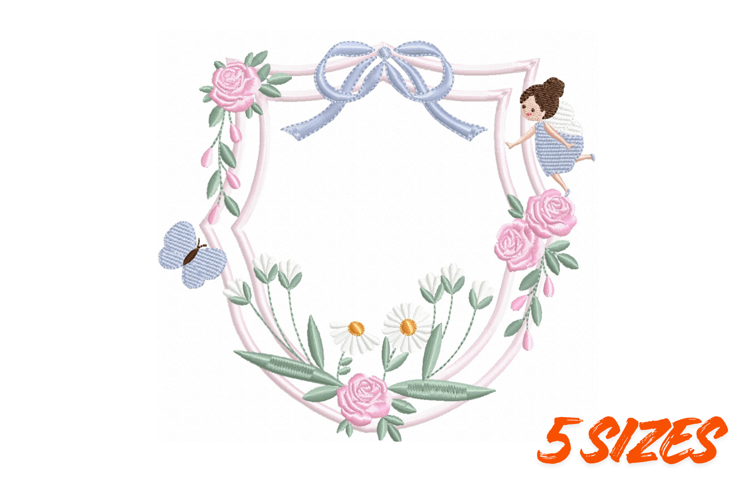 Fairy Floral Frame Embroidery Design Set