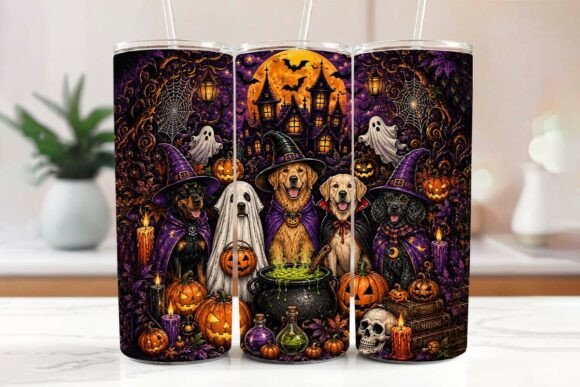 Funny Dog Ghosts Halloween Tumbler Wrap