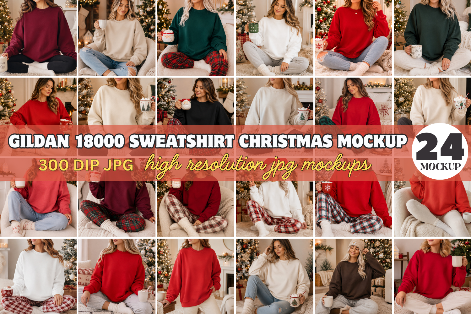 Gildan 18000 Christmas Mockup Bundle
