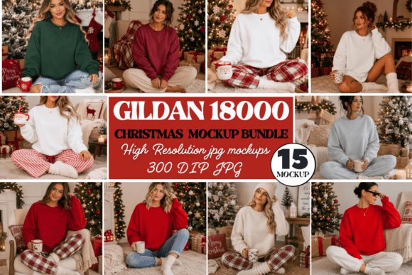 Gildan 18000 Christmas Mockup Bundle