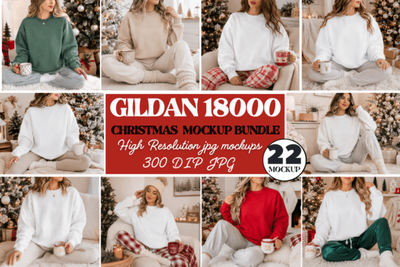 Gildan 18000 Christmas Mockup Bundle