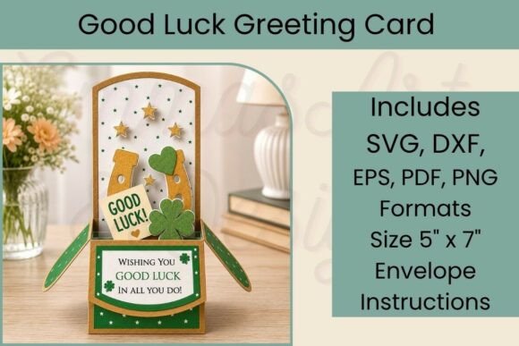 Good Luck Pop Up Greeting Card SVG