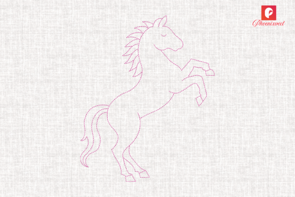 Line Art Minimalist Rearing Horse