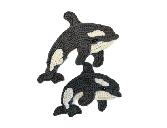 Orca Whale and Baby Crochet Applique