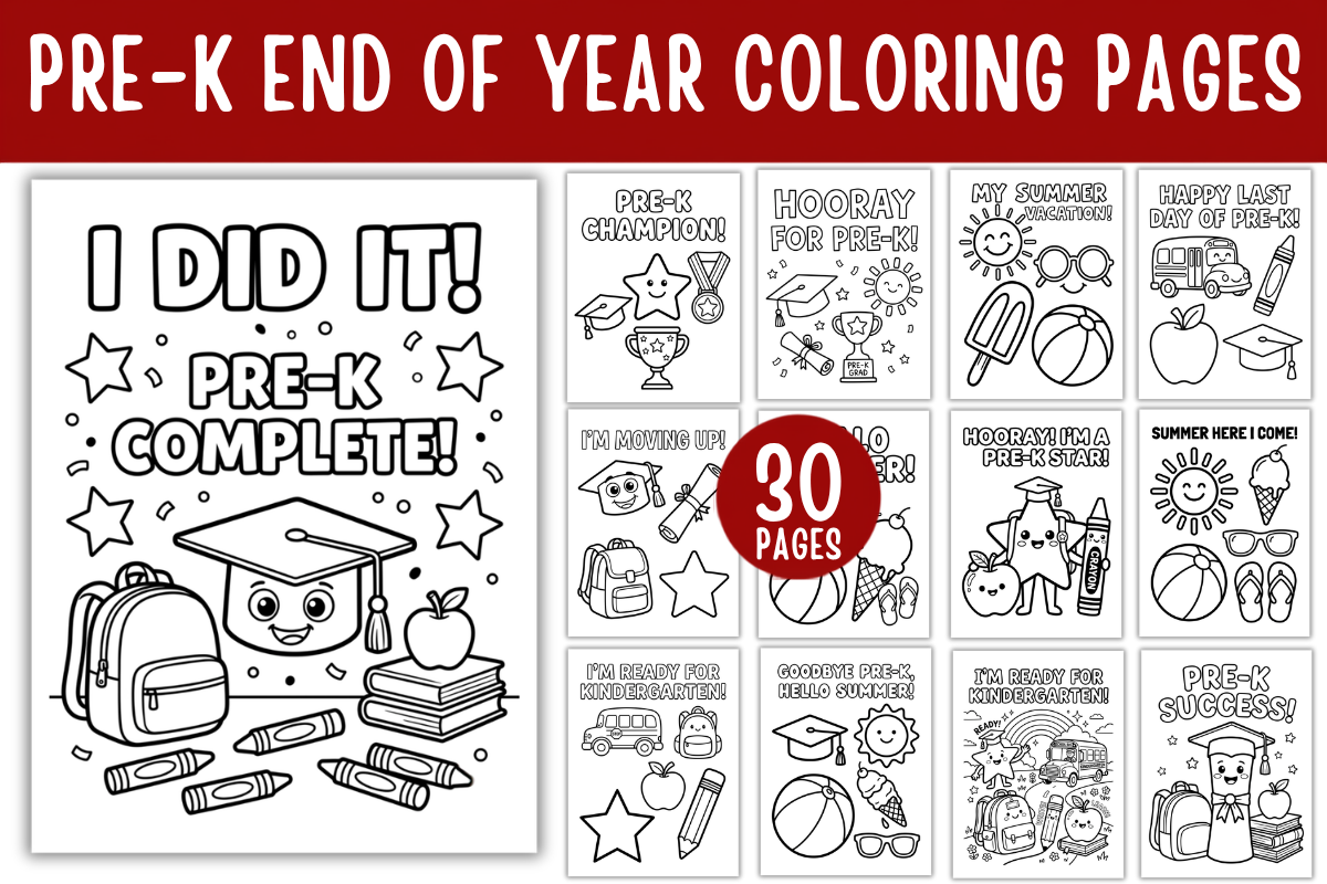 Pre-K End Year Coloring Pages for Kids