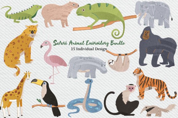 Safari Animal Embroidery Bundle