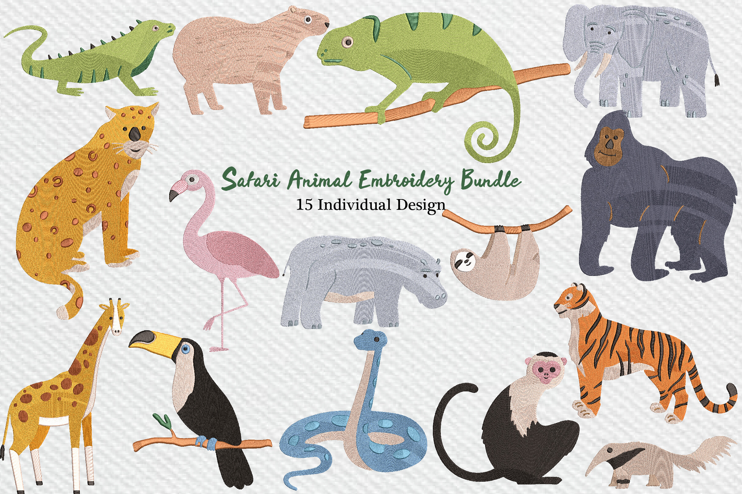 Safari Animal Embroidery Bundle