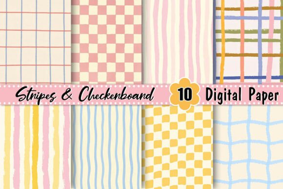 Stripes & Checkerboard Digital Paper