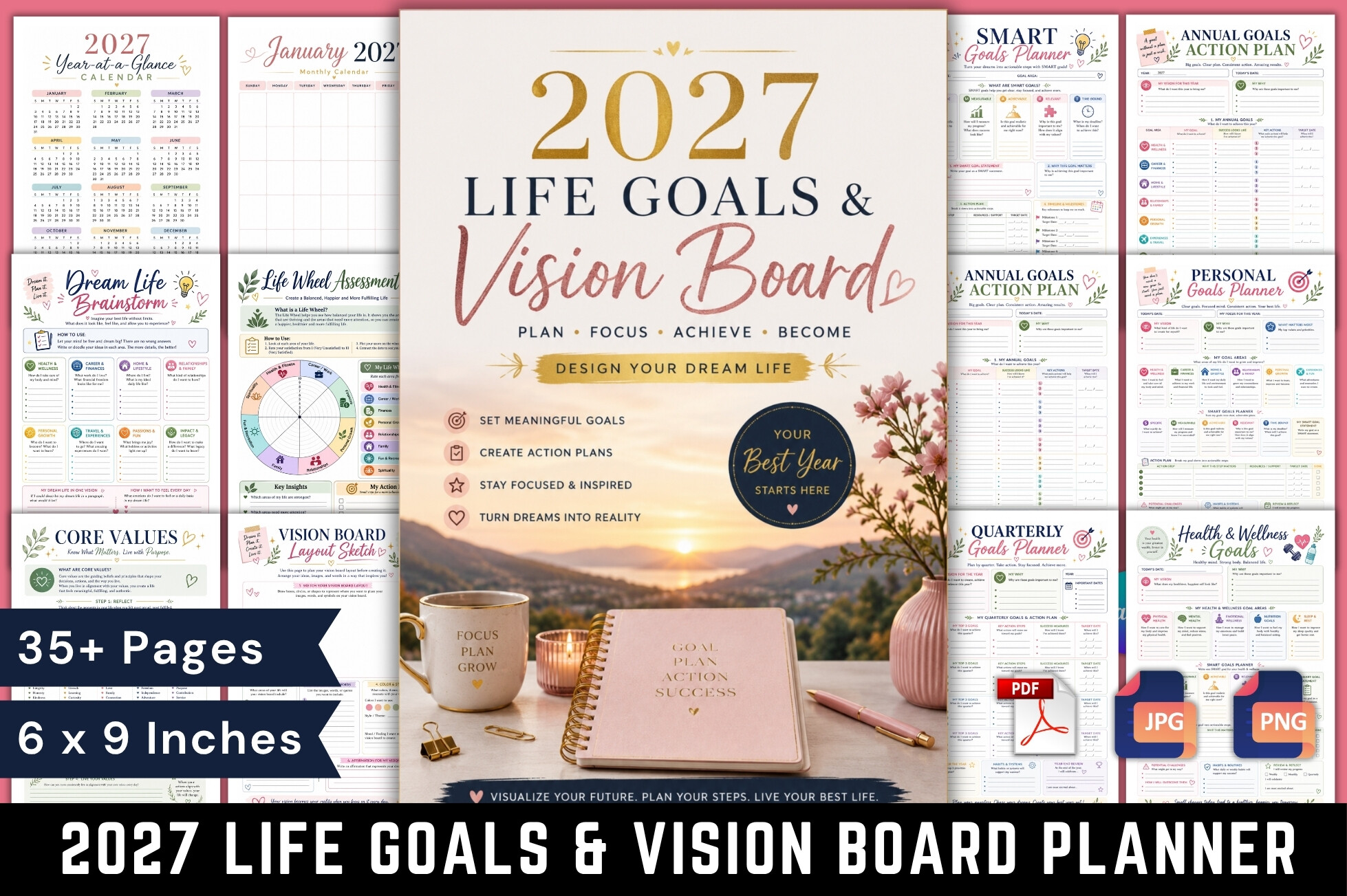 2027 Life Goals & Vision Board Planner