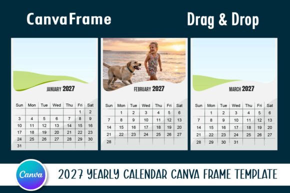 2027 Photo Calendar Canva Frame Template