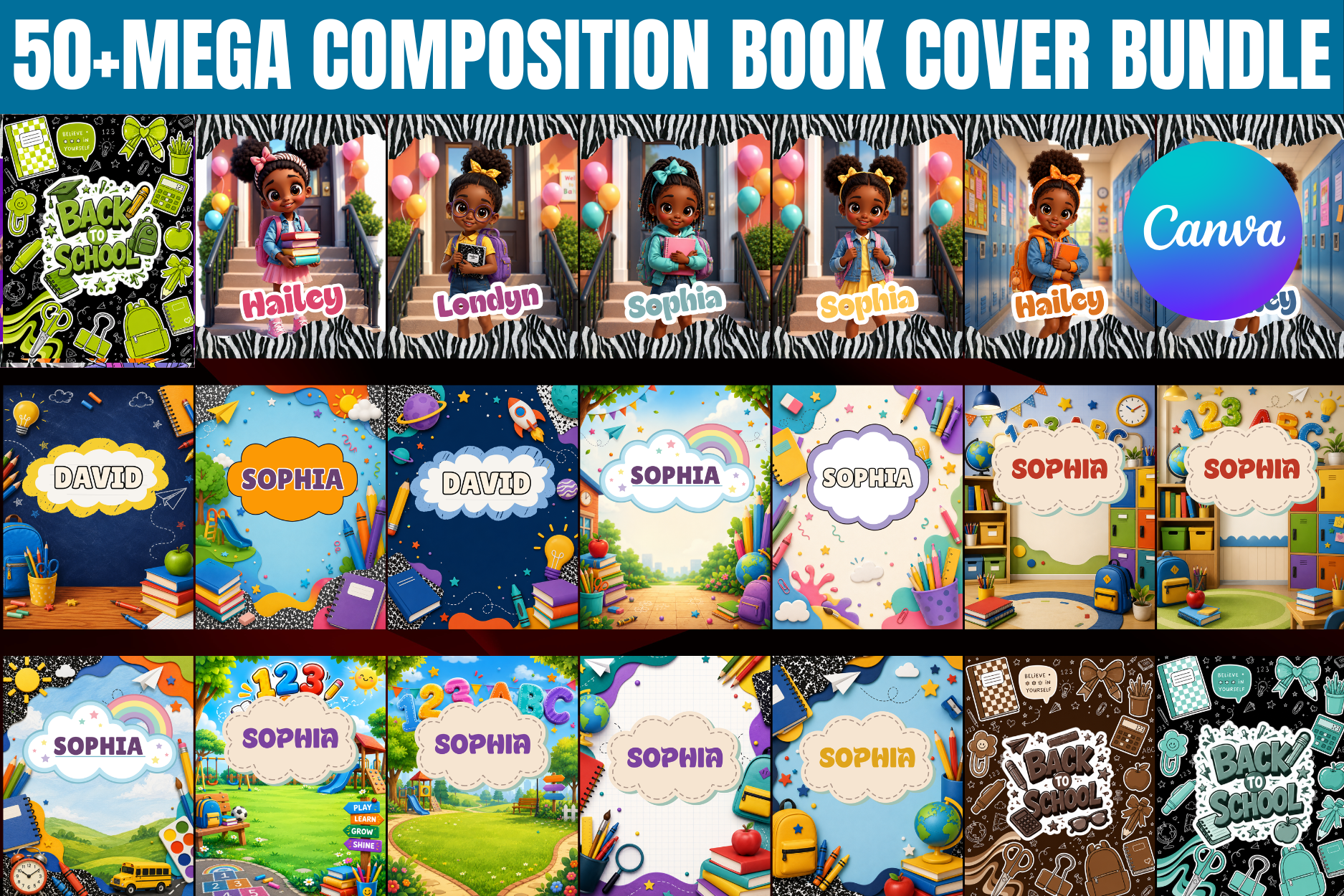 50+ Mega Composition Book Cover Bundle