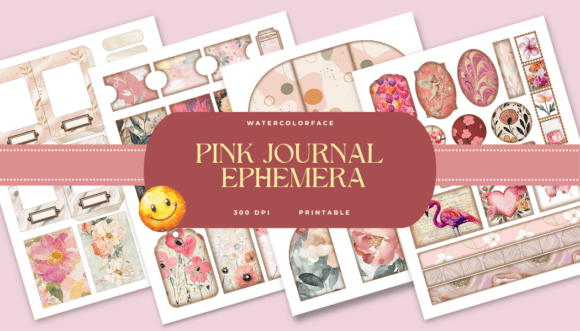 Assorted Pink Scrapbook Ephemera