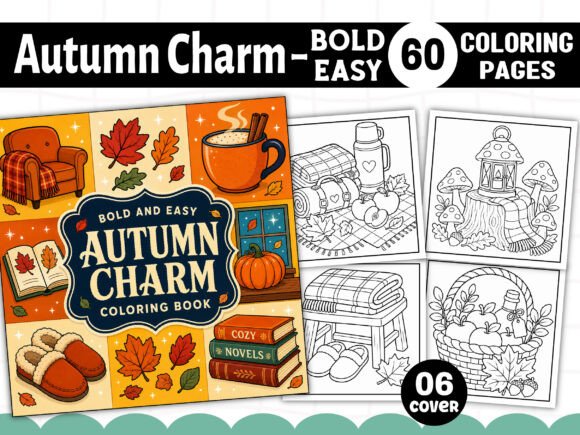 Autumn Charm Bold and Easy Coloring Book