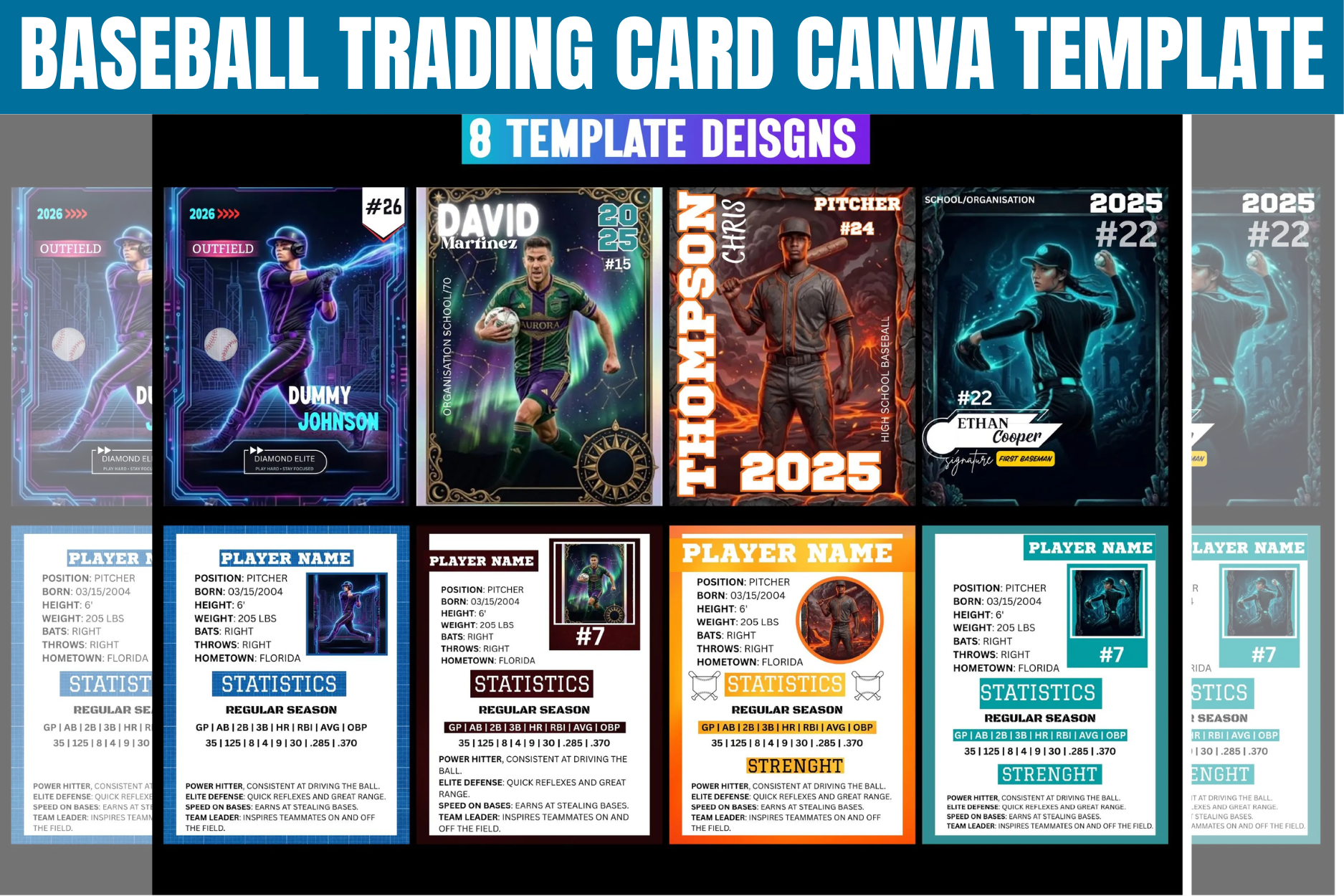 Baseball Trading Card Canva Template