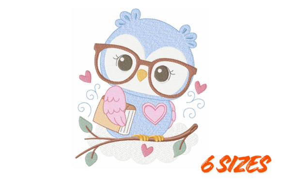 Blue Owl Embroidery Design