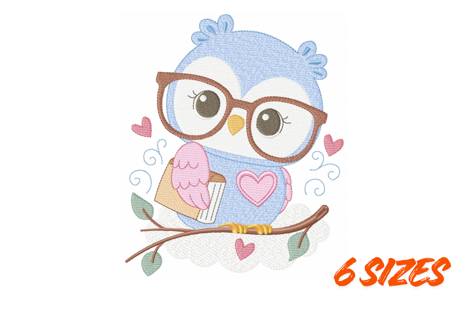 Blue Owl Embroidery Design