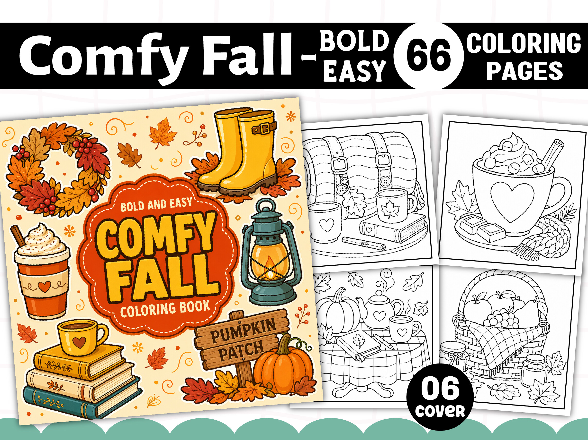 Bold and Easy Comfy Fall Coloring Book
