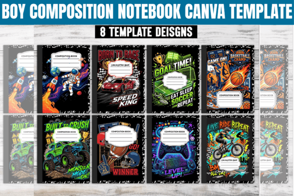 Boy Composition Notebook Canva Template