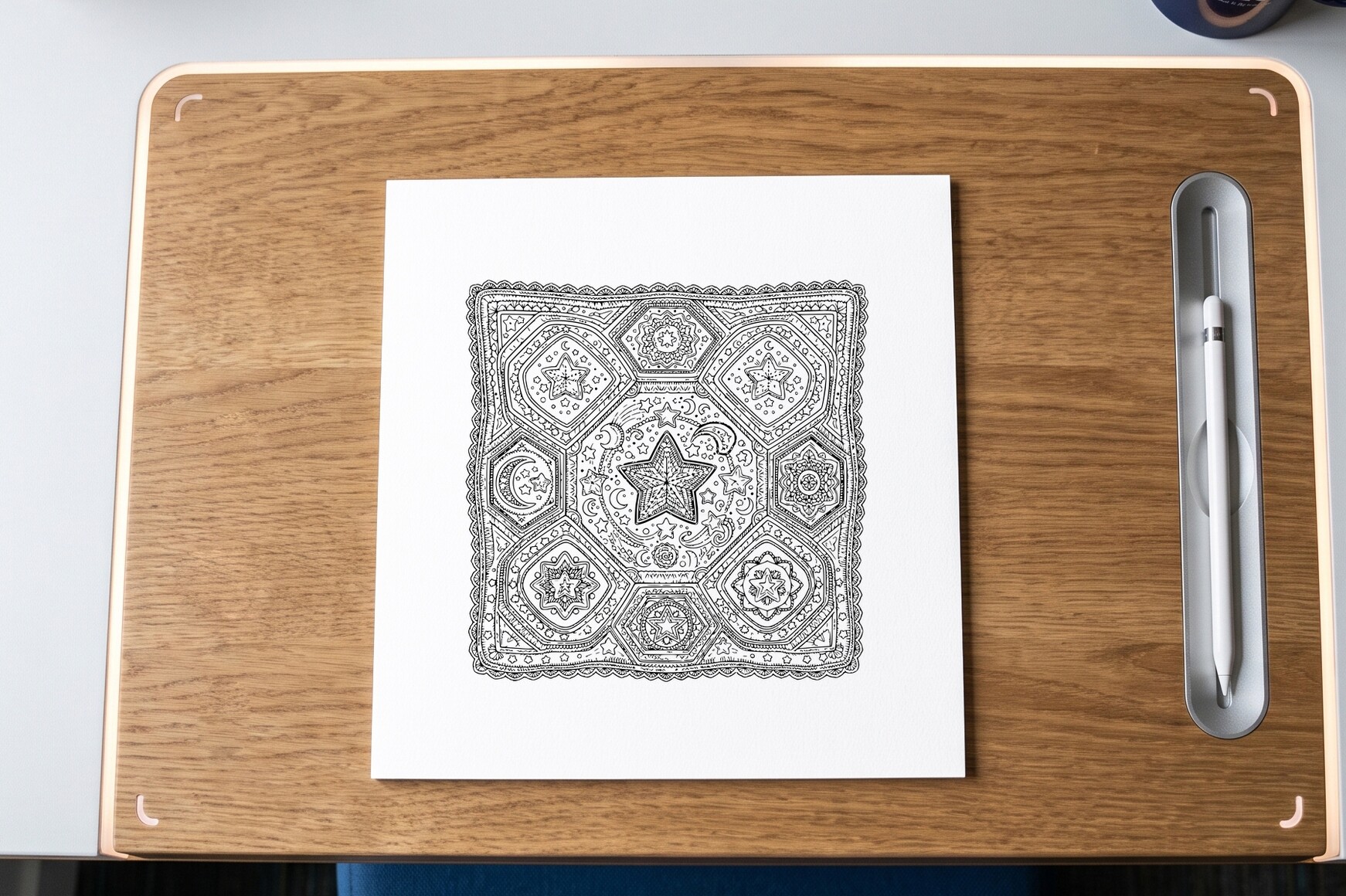 Celestial Mandala Star Moon Coloring