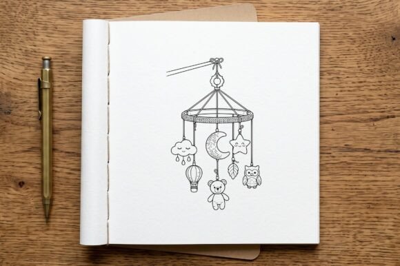 Celestial Woodland Mobile Coloring Page
