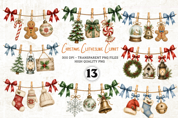 Christmas Clothesline Clipart PNG