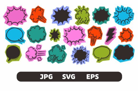 Colorful Comic Sticker Set Speech Bubble