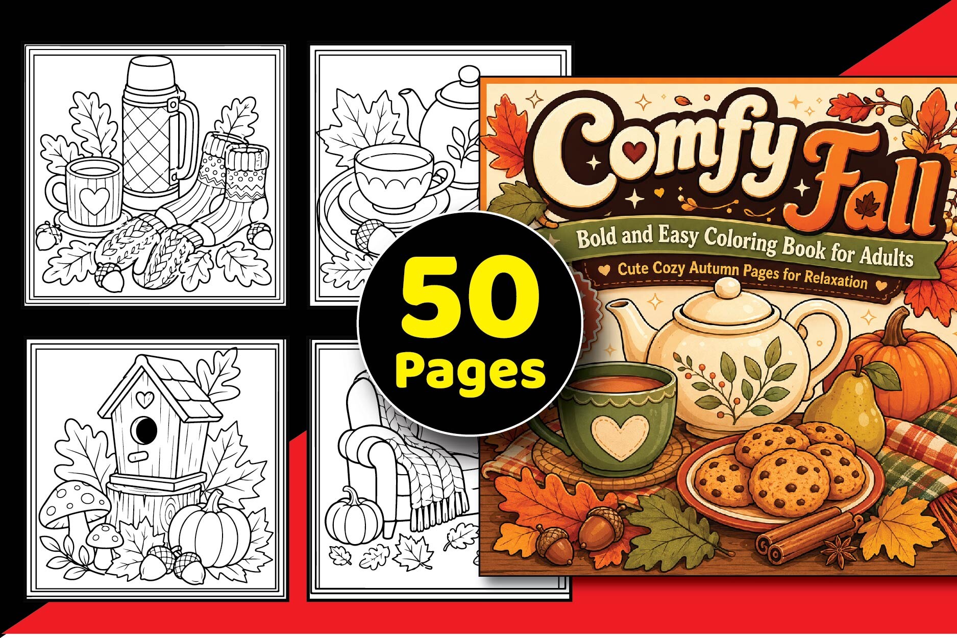 Comfy Fall Bold & Easy Coloring Book