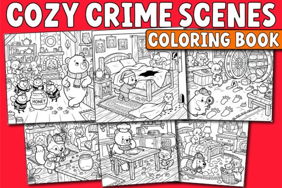 Cozy Crime Scenes Coloring Book Adults