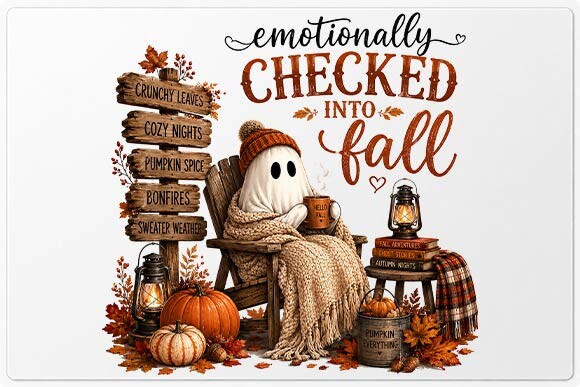 Cozy Ghost Fall Quote PNG