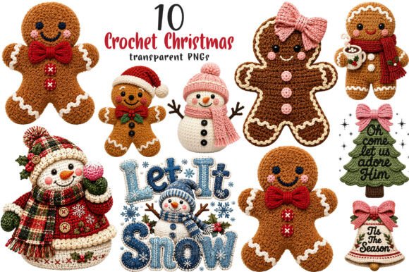 Crochet Christmas PNG Bundle
