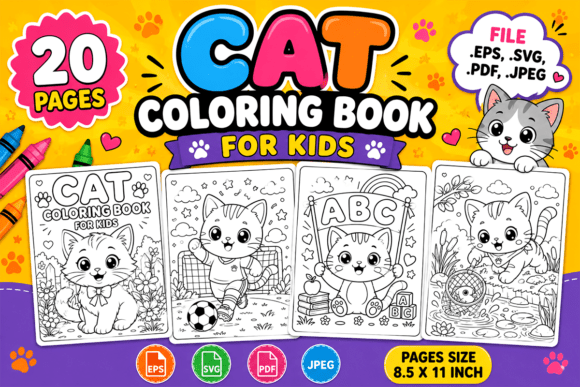 Cute Cat Coloring Book for Kids