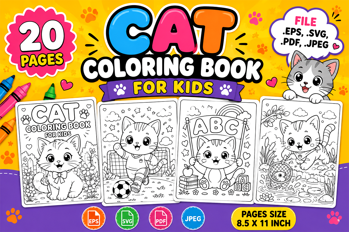Cute Cat Coloring Book for Kids