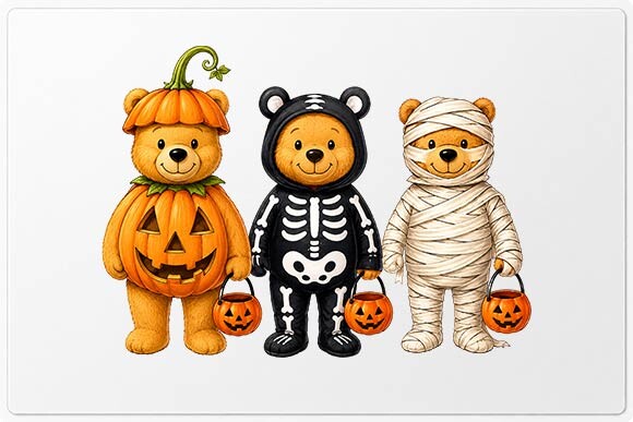 Cute Halloween Bears PNG