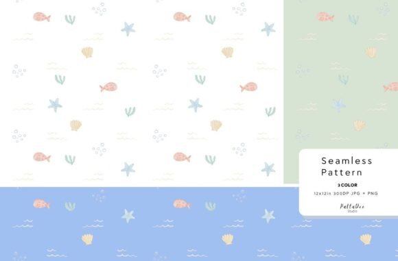 Cute Watercolor Seashell Seamless