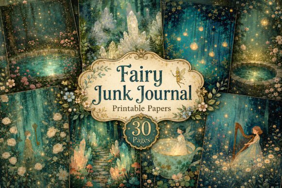 Enchanted Teal Fairy Forest Junk Journal