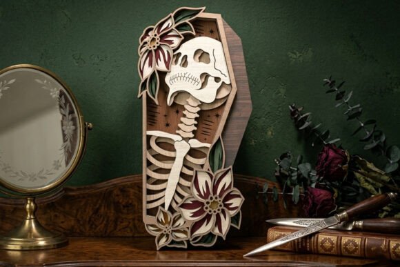 Floral Skeleton Coffin