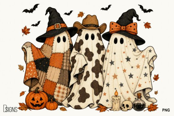 Halloween Cute Western Witch Ghost Fall