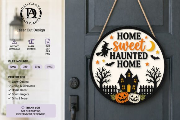 Halloween Round Door Sign Svg Laser Cutting