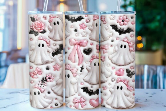 Inflated Pink Halloween Ghost Tumbler