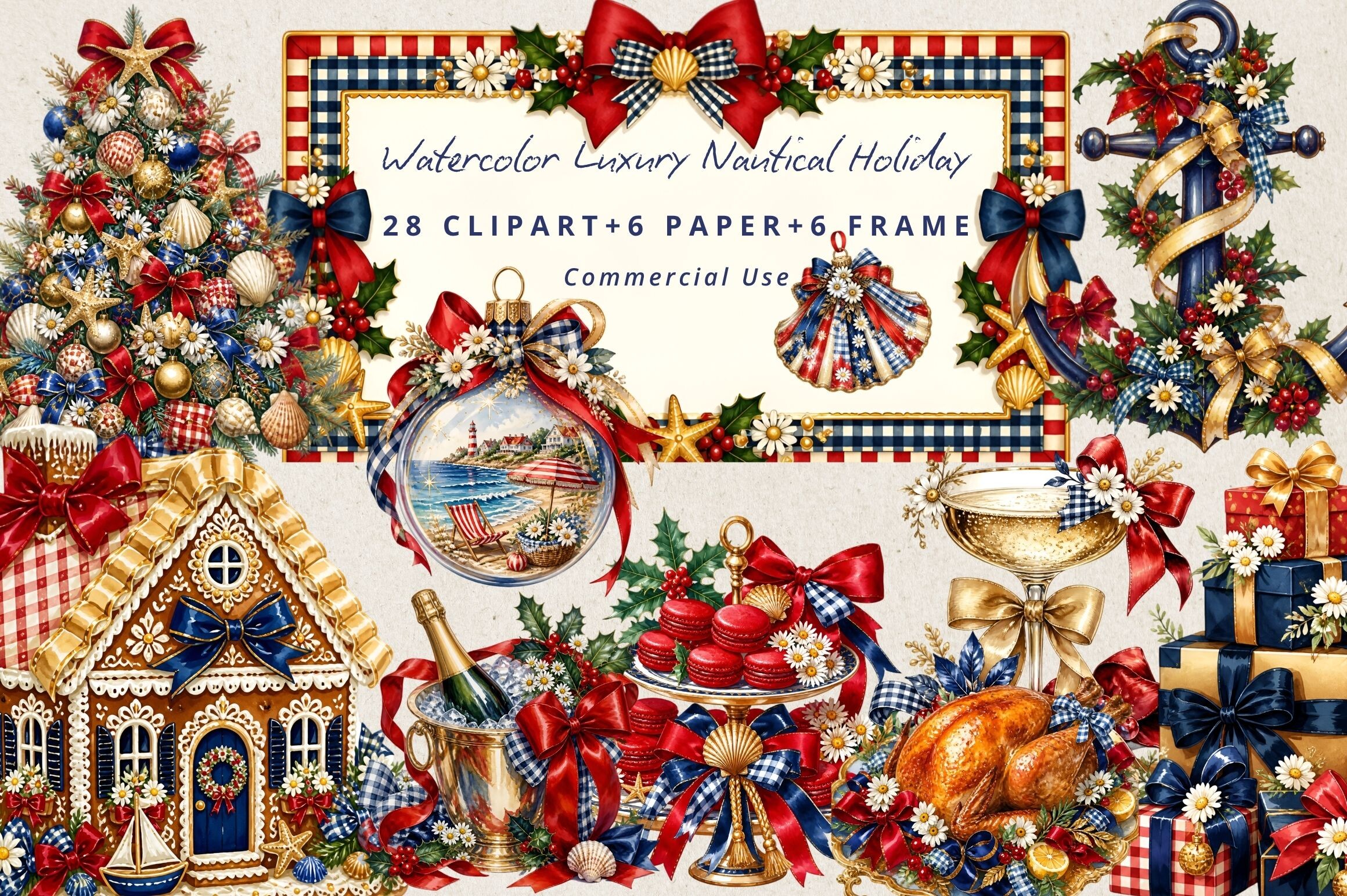 Luxurious Coastal Christmas Clipart Png - photo 1