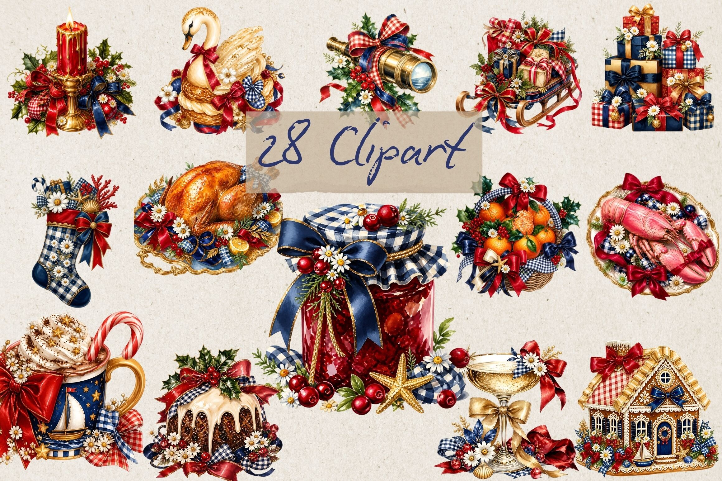 Luxurious Coastal Christmas Clipart Png - photo 4
