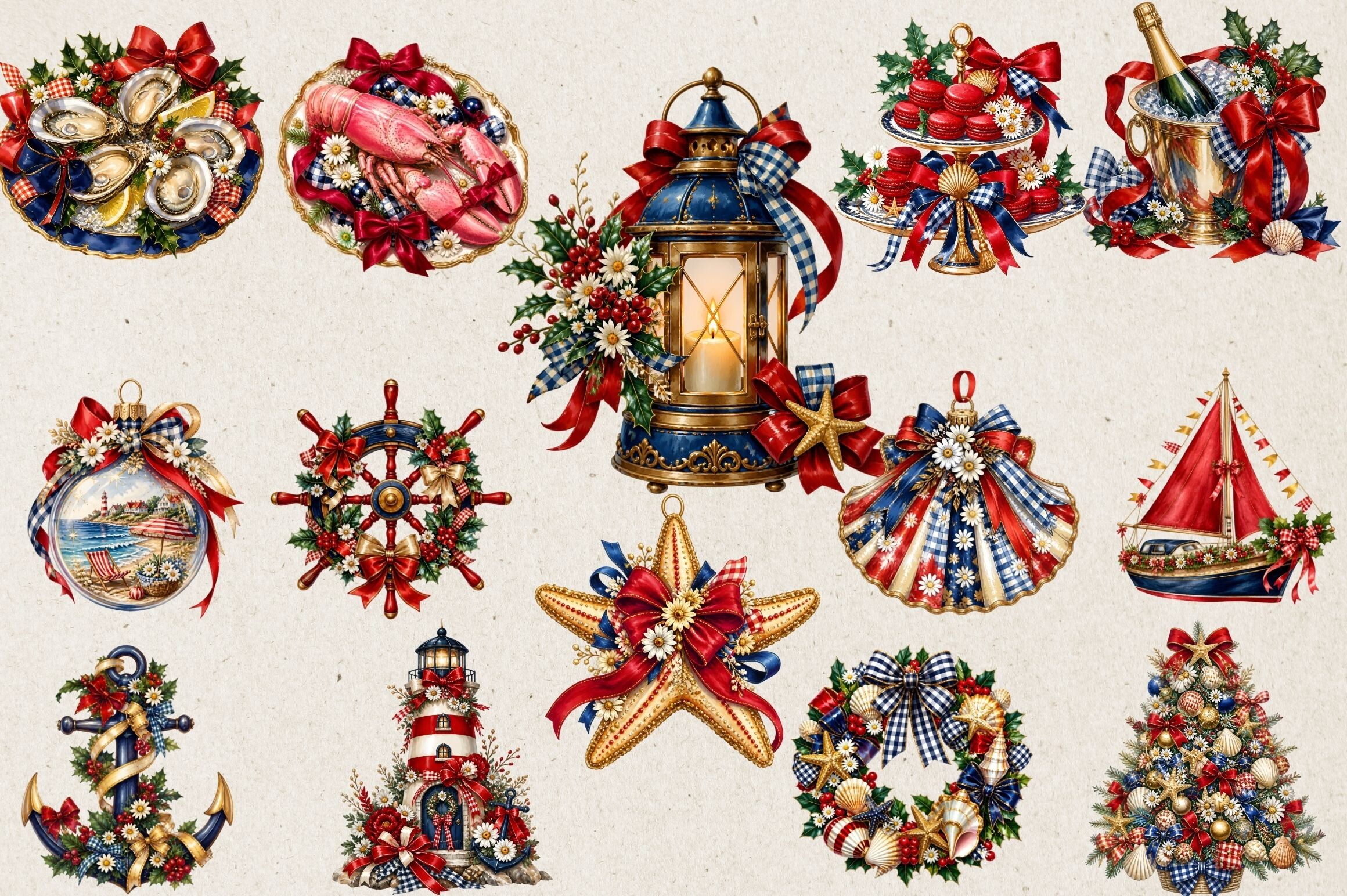 Luxurious Coastal Christmas Clipart Png - photo 5