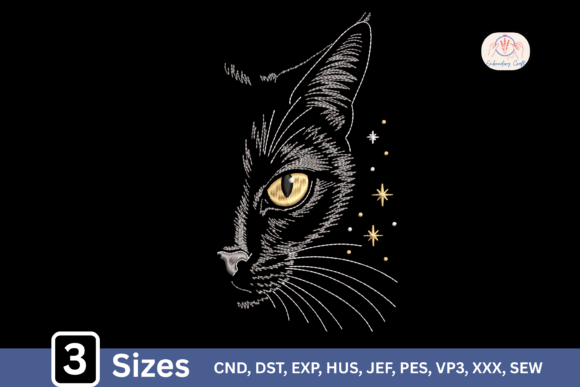 Minimal Line Art Mystic Black Cat Face