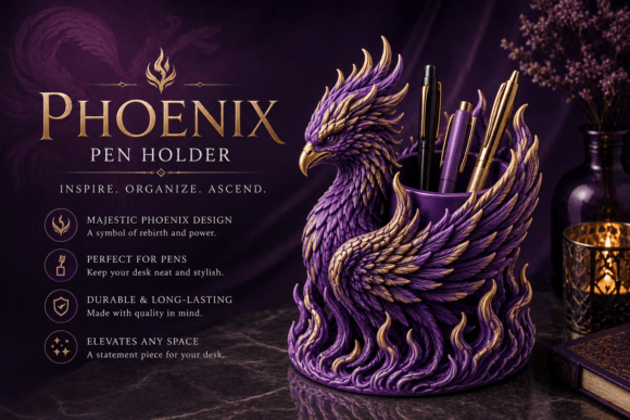 Phoenix Toothbrush Holder STL | Mythical Bird 3D Printable Organizer - Image 1