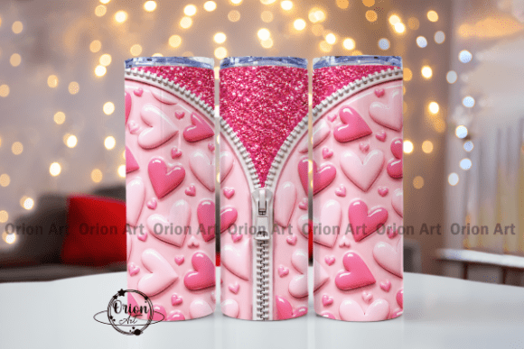 Pink Glitter Heart Tumbler Wrap PNG