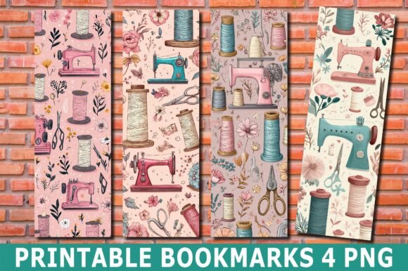 Sewing Supplies Pattern Art Bookmark
