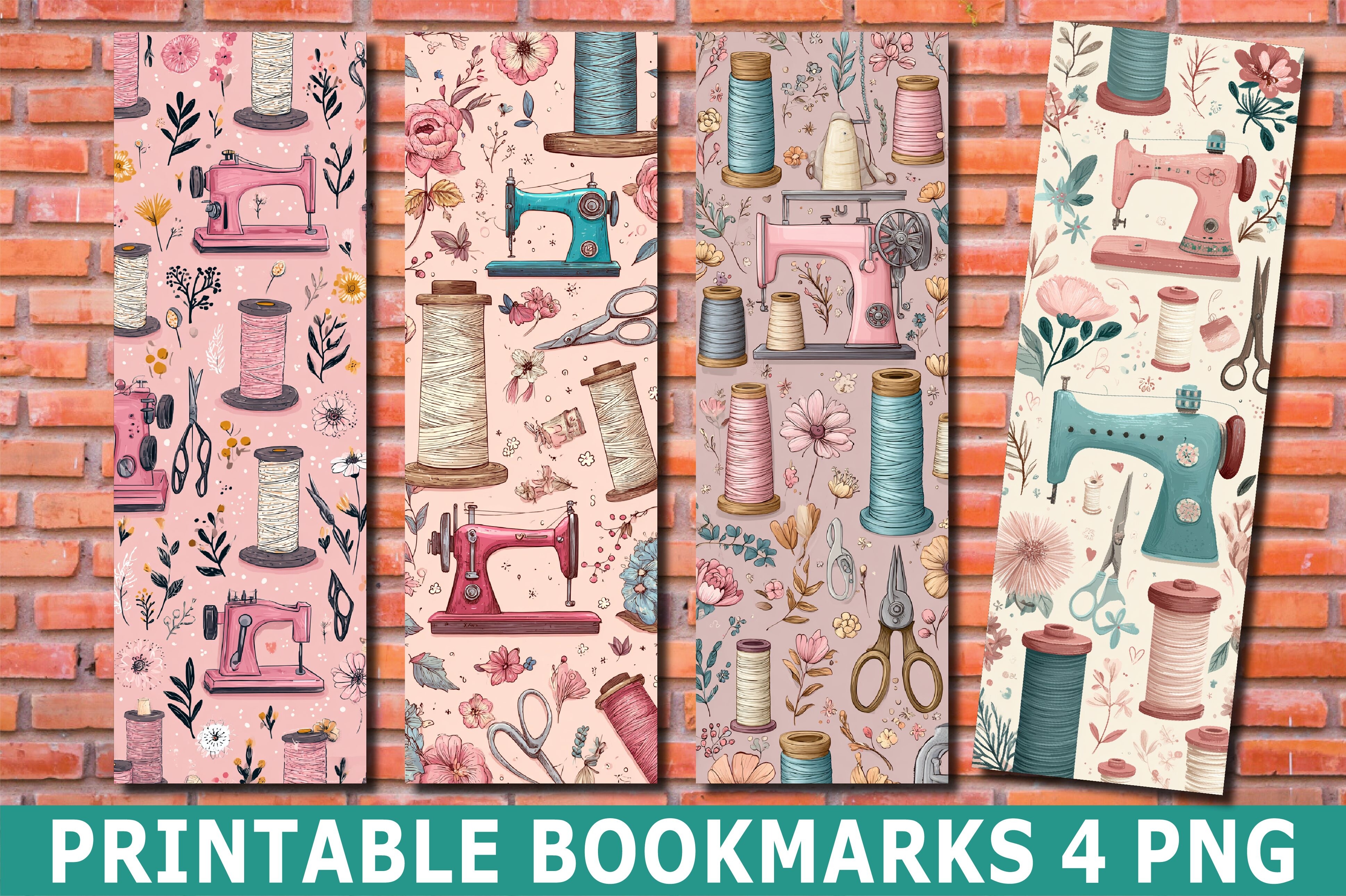 Sewing Supplies Pattern Art Bookmark