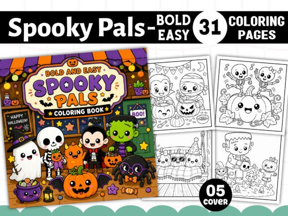 Spooky Pals Bold and Easy Coloring Book